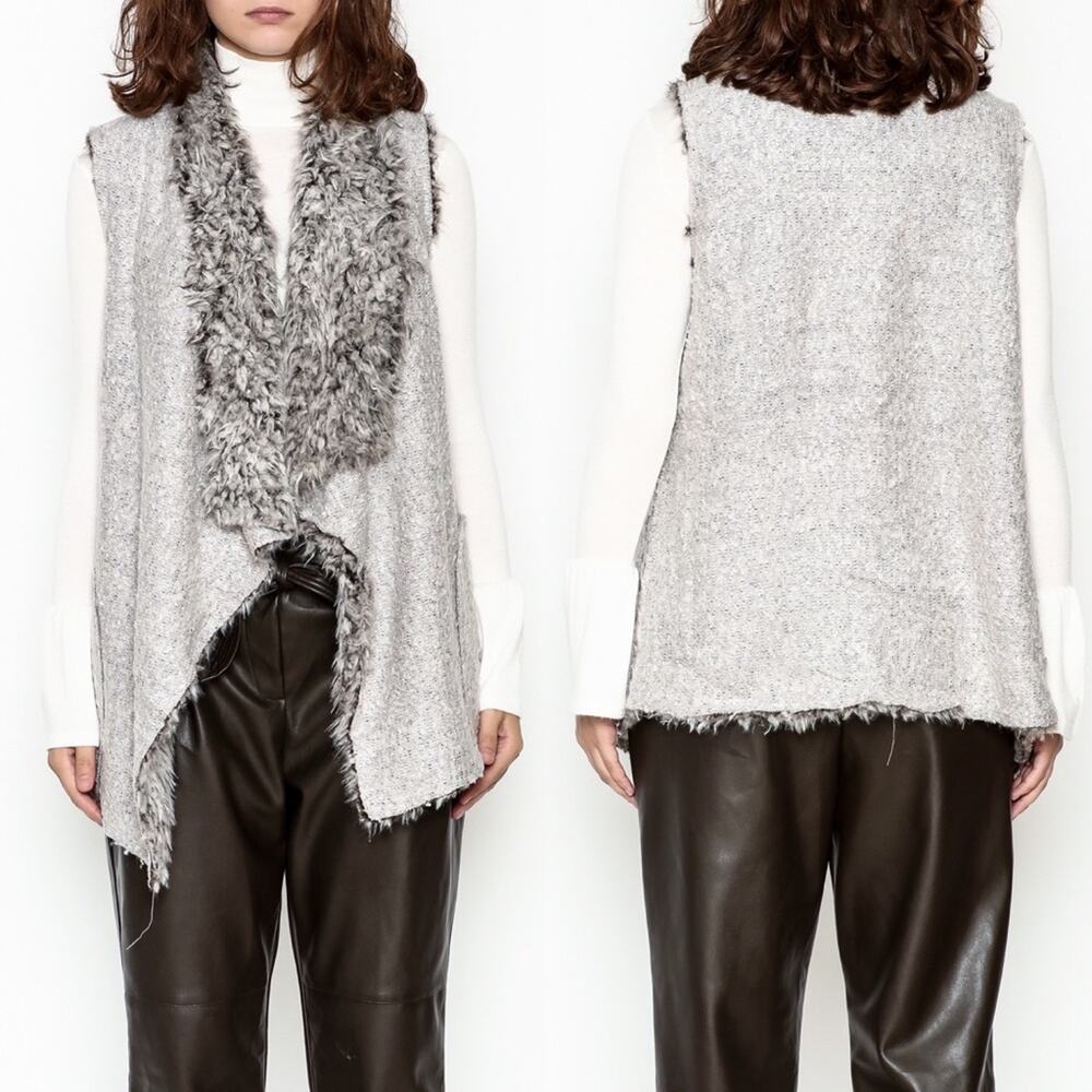 New Gray Fuzzy Asymmetrical Vest